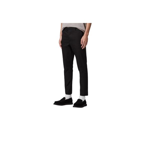 AllSaints Kato Trouser Black Cotton Twill Flat Front Chinos Pants 33 - Picture 1 of 6